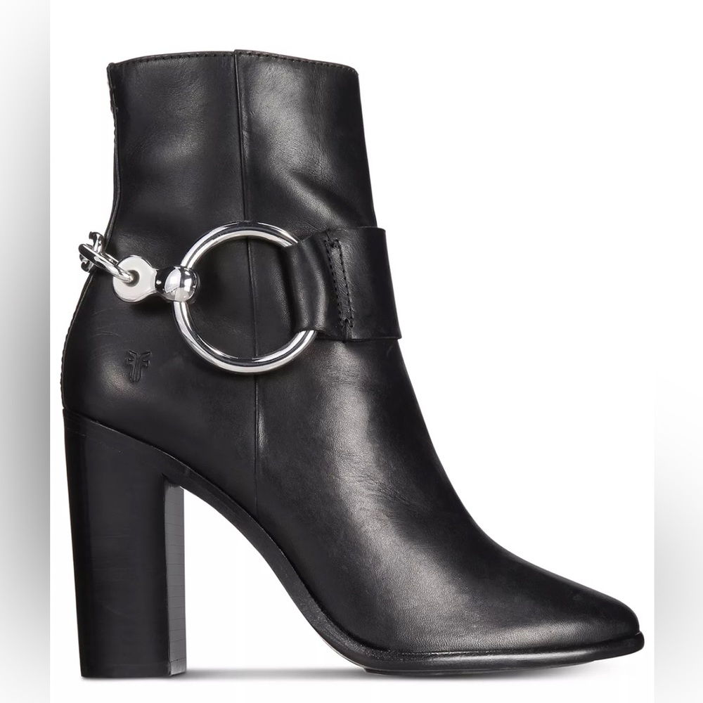 Frye Mercer Chain Harness Short | Black Leather Booties